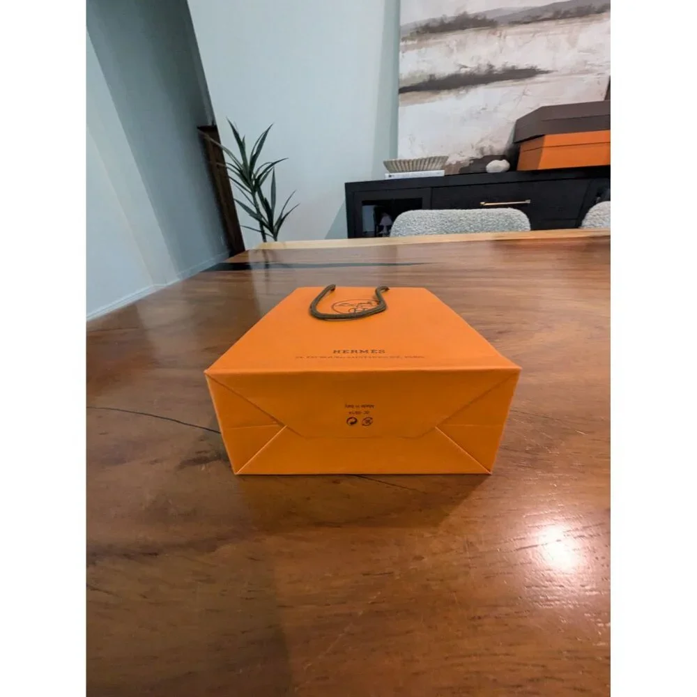 Hermes Luxury Orange Paper Shopping Bag With Rope Handles  8.5
